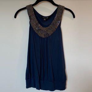 Forever 21 navy blue beaded top